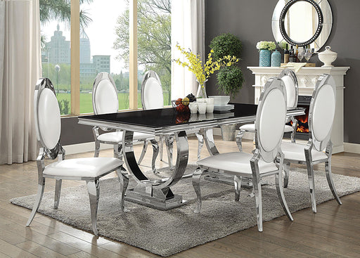 Antoine 5-piece Rectangular Dining Set Creamy White and Chrome image