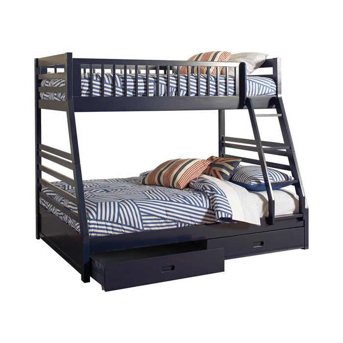 Ashton Twin Over Full 2-drawer Bunk Bed Cappuccino, White, Navy, Honey, & Brown