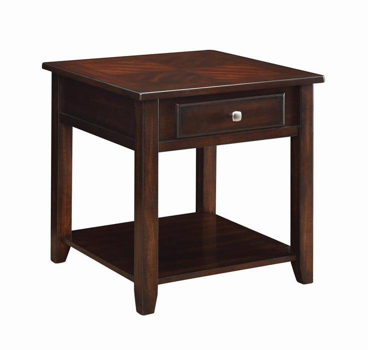 Transitional Walnut One Drawer End Table
