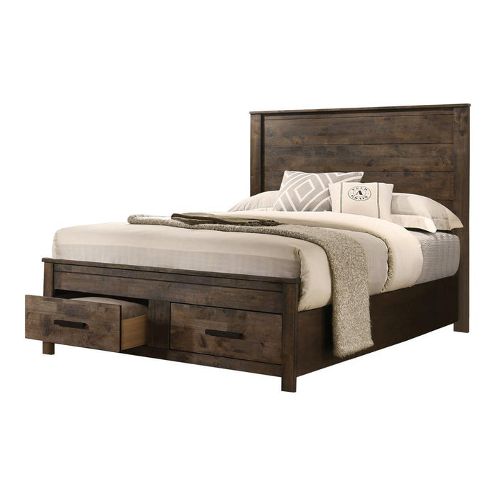 Woodmont Eastern King & Queen Storage Bed Rustic Golden Brown
