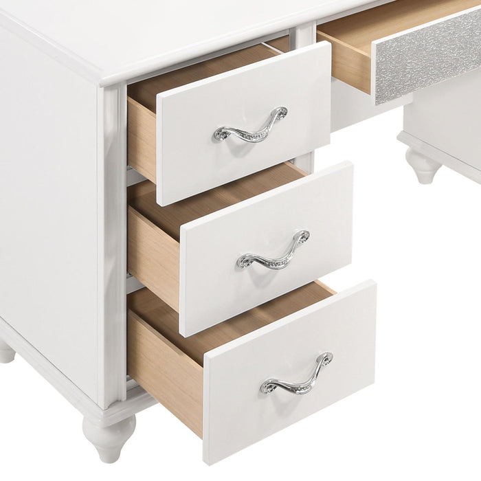 Barzini 7 Drawer Vanity Desk With Lighted Mirror White