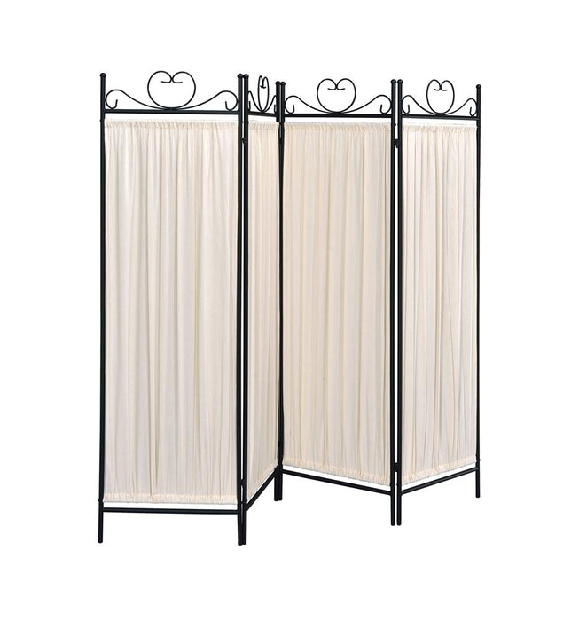 Traditional Black and Gold Four Panel Folding Screen image