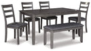 Bridson Dining Table and Chairs with Bench (Set of 6) image