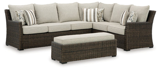 Brook Ranch Outdoor Sofa Sectional/Bench with Cushion (Set of 3) image